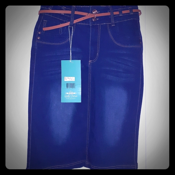 Dark Denim Jean Skirt - Picture 1 of 8